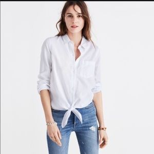 Madewell Collared Button Shirt with Tie Front XXS